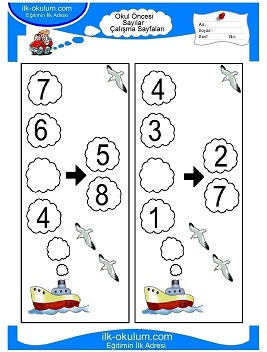 Çocuklar İçin Sayılar Çalışma Sayfaları 